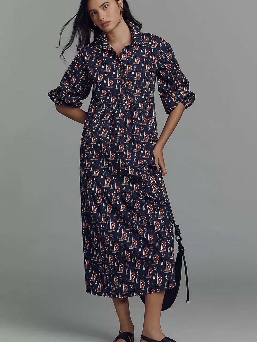 Maeve Bettina Tiered Midi Shirt Dress | Small